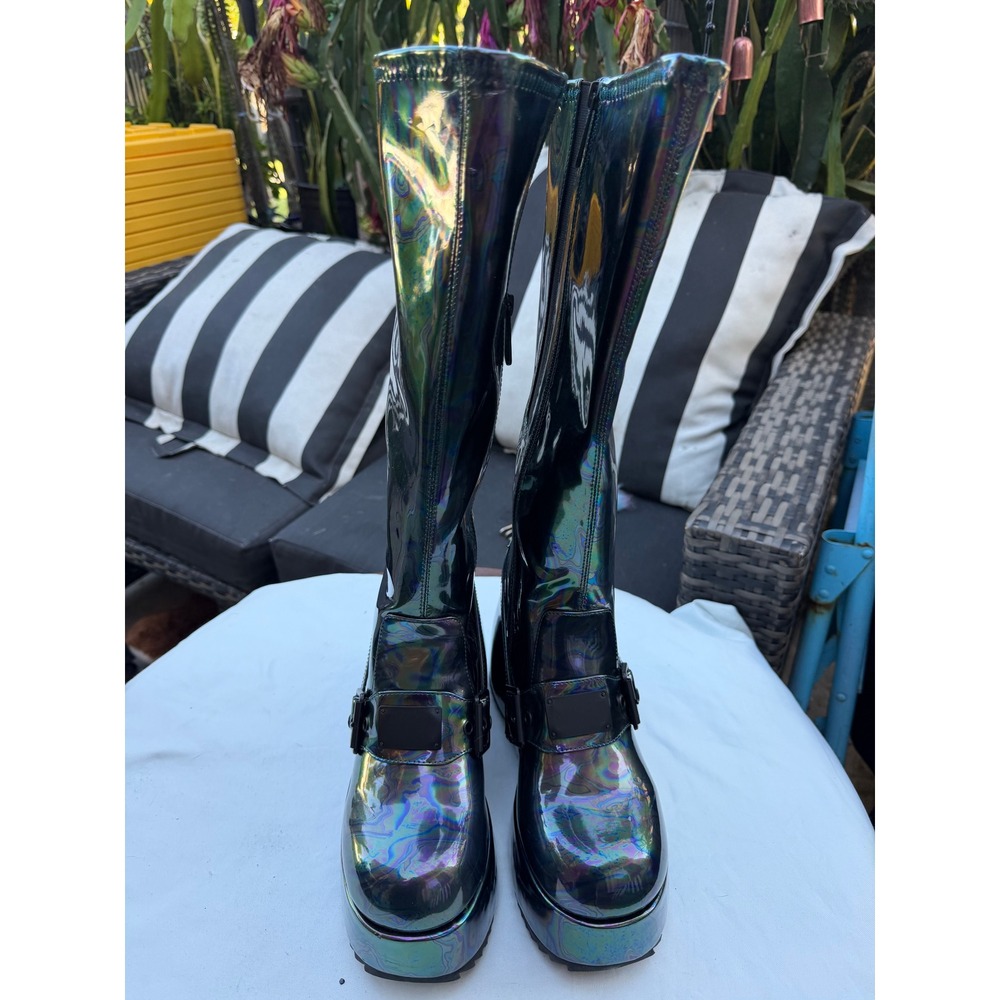 killstar watchtower Holographic Oil Slick Iridescent Platform Boots Size 10 - Picture 7 of 8